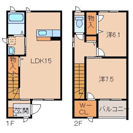 神前駅 徒歩8分 1-2階の物件間取画像